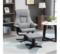 Plaque épaissiefauteuil relax avec tabouret, fauteuil TV pivotant avec fonction inclinable, gris microfibre, 78x82,5x109 cm, idéal