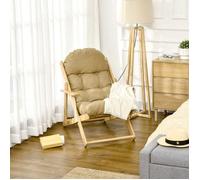 Plaque épaissiefauteuil relax fauteuil pliant rembourré, chaise longue, chaise de salle à manger de style lin pour le salon, bois