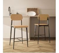 Plaque épaissieSet de 2, chaise de bar avec appui à pied, châssis en métal, chaise de cuisine avec hauteur d'assise 66 cm, Tresenh