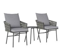Plaque épaissieSet de bistrot en rotin 3 pièces, salon, ensemble de jardin avec 2 fauteuils de jardin, table basse, coussins amovi