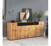 Plaque épaissieSideboard, armoire de cuisine, armoire de rangement , 208 x 39.5 x 80 cm, Commode avec 4 portes, 2 tiroirs, Buffets