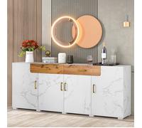 Plaque épaissieSideboard, armoire de cuisine, armoire de rangement , 208 x 39.5 x 80 cm, Commode avec 4 portes, 2 tiroirs, Buffets