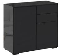 Plaque épaissieSideboard noir Armoire de rangement avec 2 tiroirs & 2 portes anti-basculement pour salon chambre à coucher 117x36x