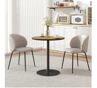 Plaque épaissieTable à manger , table de cuisine ronde, table de salle à manger moderne avec plateau aspect bois pour 4 personnes,