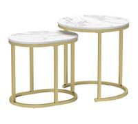 Plaque épaissieTable basse ronde set de 2 tables d'appoint empilables avec cadre en acier, table de salon table basse pour salon c