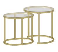 Plaque épaissieTable basse ronde set de 2 tables d'appoint empilables avec cadre en acier, table de salon table basse pour salon c