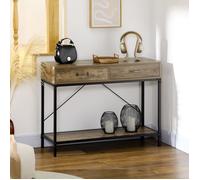 Plaque épaissietable d'appoint console table d'entrée avec 2 tiroirs et étagère basse Vintage marron noir 100x35x76,5 cm pour coul