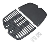 Plaque et Grille en Fonte compatible Weber Q100 Q120 Q140 Q1000 Q1200 Q1400 ( 2 Pièces )