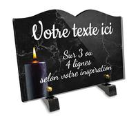 Plaque funéraire Livre Personnalisable en plexi Motif Bougie Noire, différentes Tailles, épaisseur 6mm, personnalisée sur Plusieurs Lignes 22-5x15 cm
