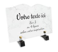 Plaque funéraire Livre Personnalisable en plexi Motif Marbre, différentes Tailles, épaisseur 6mm, personnalisée sur Plusieurs Lignes 22-5x15 cm