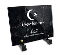 Plaque funéraire Rectangle Personnalisable en plexi Motif Islam, différentes Tailles, épaisseur 6mm, personnalisée sur Plusieurs Lignes 20x15 cm