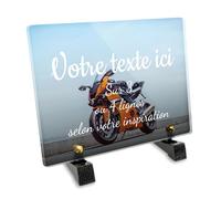 Plaque funéraire Rectangle Personnalisable en plexi Motif Moto Course, différentes Tailles, épaisseur 6mm, personnalisée sur Plusieurs Lignes 20x15 cm