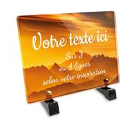 Plaque funéraire Rectangle Personnalisable en plexi Motif Paysage Montagne désertique, différentes Tailles, épaisseur 6mm, personnalisée sur Plusieurs Lignes 20x15 cm