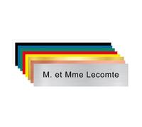 Plaque gravée boîte aux lettres personnalisable, argent brossé, texte noir, 100 x 25 mm