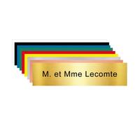 Plaque gravée boîte aux lettres personnalisable, or brossé, texte noir, 100 x 25 mm