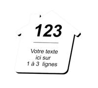Plaque gravée personnalisée autocollante pour nom et numéro de boîte aux lettres en forme de maison design - blanc écriture noir - format 8x8 cm