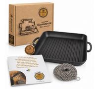MAYSTERNYA Plaque de gril en fonte à induction - 35 x 35 x 4 cm - Poêle à griller - Plaque de gril en fonte - Accessoires de gril - Plaque de gril - Noir mat