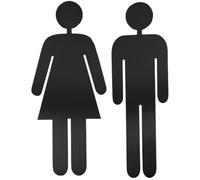 Plaque Indicatrice Toilettes Hommes Femmes en Acier Inoxydable Noir