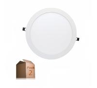 Plaque LED circulaire Superslim 24 W Pack 2 downlight lED blanc neutre 4000 K-4500 K