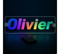 Plaque LED Gravée Camion Personnalisée Stick Olivier - RGBW Ambiance Musicale - Gravure Prénom/Logo - USB 5V/12V/24V - Télécommande - Cadeau Chauffeur Routier - Fabrication Française