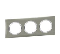 Legrand Plaque de finition Dooxie 3 postes carrée inox brossé