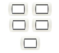 Plaque Living Light International Bticino 3 places Technopolymère L4803 pour interrupteurs prises et boutons (5, blanc L4803PB)