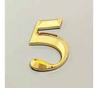 Plaque Maison Auto Adhésive 3D Chiffres 70mm 0-9 Lettres A-F Numéro Galvanoplastie Doré Moderne Alphabet Adresse Porte Hôtel 3M Colle Arrière Autocollant Signe Plastique ABS, pour Poubelles Boîte (5)