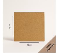 Plaque MDF brute 40x40 cm (400x400 mm) - Épaisseur 16 mm - Découpe bois rectangulaire pour bricolage déco maquette DIY