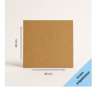 Plaque MDF brute 40x40 cm (400x400 mm) - Épaisseur 6 mm - Découpe bois rectangulaire pour bricolage déco maquette DIY