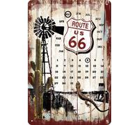 Plaque Metal Route 66 Calendrier Perpetuel