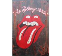 Plaque Métal Vintage - HOTRODSPIRIT - The Rolling Stones - Logo Tongue and Lips - Effet rouillé - Marron