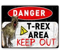 Plaque métallique « Danger T-Rex », décoration de chambre de dinosaure pour garçons, décoration de chambre d'homme vintage, affiche rétro étanche, décoration murale en métal pour maison, chambre, bar,
