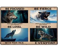 Plaque Métallique Impression Hd Inspirante Anticorrosion Wolf Pack Panneau | Déco Rétro Décoration Murale Vintage Pour Maison Toilette 30x40cm