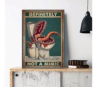 Plaque métallique rétro « Definitely Not A Mimic » pour salle de bain, toilettes, décoration murale effrayante pour la maison, le club, Halloween, cadeaux, 30,5 x 40,6 cm
