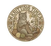 Plaque métallique ronde rétro en forme de chat gris