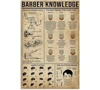Plaque métallique vintage en métal avec inscription « Barber Shop Infographic » pour décoration murale, 20 x 30 cm