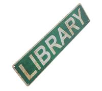 Plaque Murale Bibliothèque Vintage en Étain, Déco Lecture Verte | Art Rétro à Suspendre, Finition Imprimée Détaillée, pour Extérieur, Portes et Coin Étude