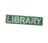 Plaque Murale Bibliothèque Vintage en Étain, Déco pour Murs et Clôtures | Finition Rétro Couleurs Intenses, Plaque à Suspendre, pour Librairie et Bureau, Style Rustique