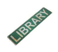 Plaque Murale de Bibliothèque 1 Pièce en Étain Vert, Vintage | Décoration Rétro Rustique, Installation Facile à Suspendre, pour Porte D’entrée, Clôtures et Salles de Lecture