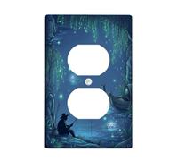 Plaque murale de sortie duplex de pêcheur, nénuphar naturel serein, bleu d'été, en plastique taille standard, pour salon, chambre à coucher, décoration de bureau