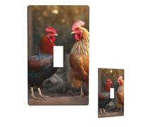 Plaque murale décorative en forme de coq et de poule - Taille standard - 11,4 x 7 cm