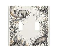 Plaque murale décorative en plastique de taille standard pour double interrupteur, motif paresseux, cerf, hibou, automne, beige, taille standard, pour maison, salon, chambre à coucher, salle de bain