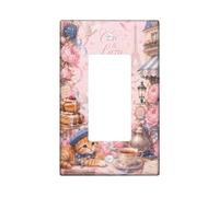 Plaque murale décorative en plastique de taille standard pour interrupteur à bascule motif chat vintage romantique tour de Paris pivoines printanières pêche taille standard pour chambre à coucher