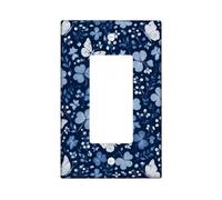 Plaque murale décorative en plastique de taille standard pour interrupteur à bascule motif papillon, fleur naturelle, trèfle printanier, bleu marine, taille standard pour maison, salon, chambre à