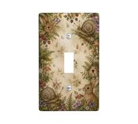 Plaque murale décorative en plastique marron de taille standard pour interrupteur à motif lapin, escargot rustique, champignon, printemps, taille standard pour maison, salon, nouvel appartement