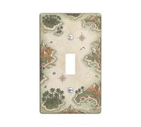 Plaque murale décorative en plastique vert de taille standard pour interrupteur, motif carte d'aventure, palmier de montagne, été, taille standard, décoration murale pour maison, salon, chambre à