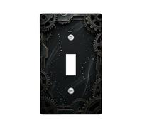 Plaque murale décorative pour interrupteur à engrenages - En plastique noir fumé - Taille standard - Pour nouvel appartement, maison, chambre à coucher, bureau (simple)