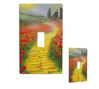 Plaque murale décorative pour interrupteur électrique Motif champ de coquelicots Jaune Taille standard 11,4 x 7 cm