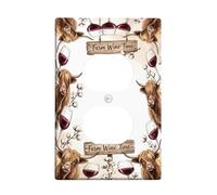 Plaque murale double en forme de vache pour verre à vin rustique en coton marron automne plastique taille standard pour prises électriques pour salon, chambre à coucher, décoration de bureau