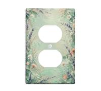 Plaque murale double sortie d'alimentation en plastique motif chrysanthème, motif floral vintage, lavande verdure printanière, vert menthe, taille standard, double prise de courant pour nouvel